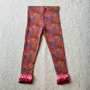 Matilda Jane Pink, Orange & Purple Floral Dot Ruffle Leggings - Kids